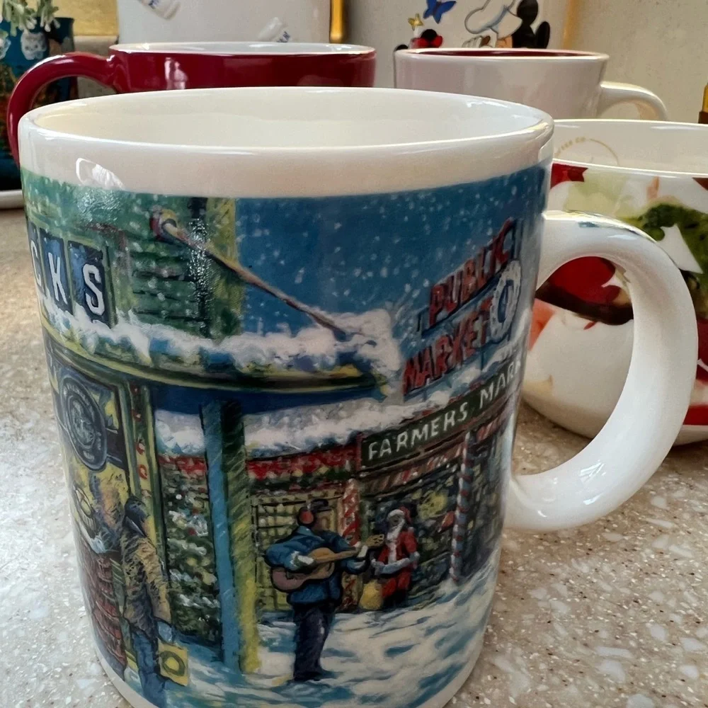 6 Starbucks Mugs Lot 2006 2016 Red & Black Checkered Winter Wonderland Dove